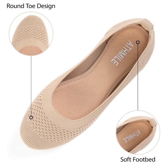 ATHMILE Washable Knit Ballet flats in a perforated nude. NWOT US SZ 10M - Picture 3 of 10